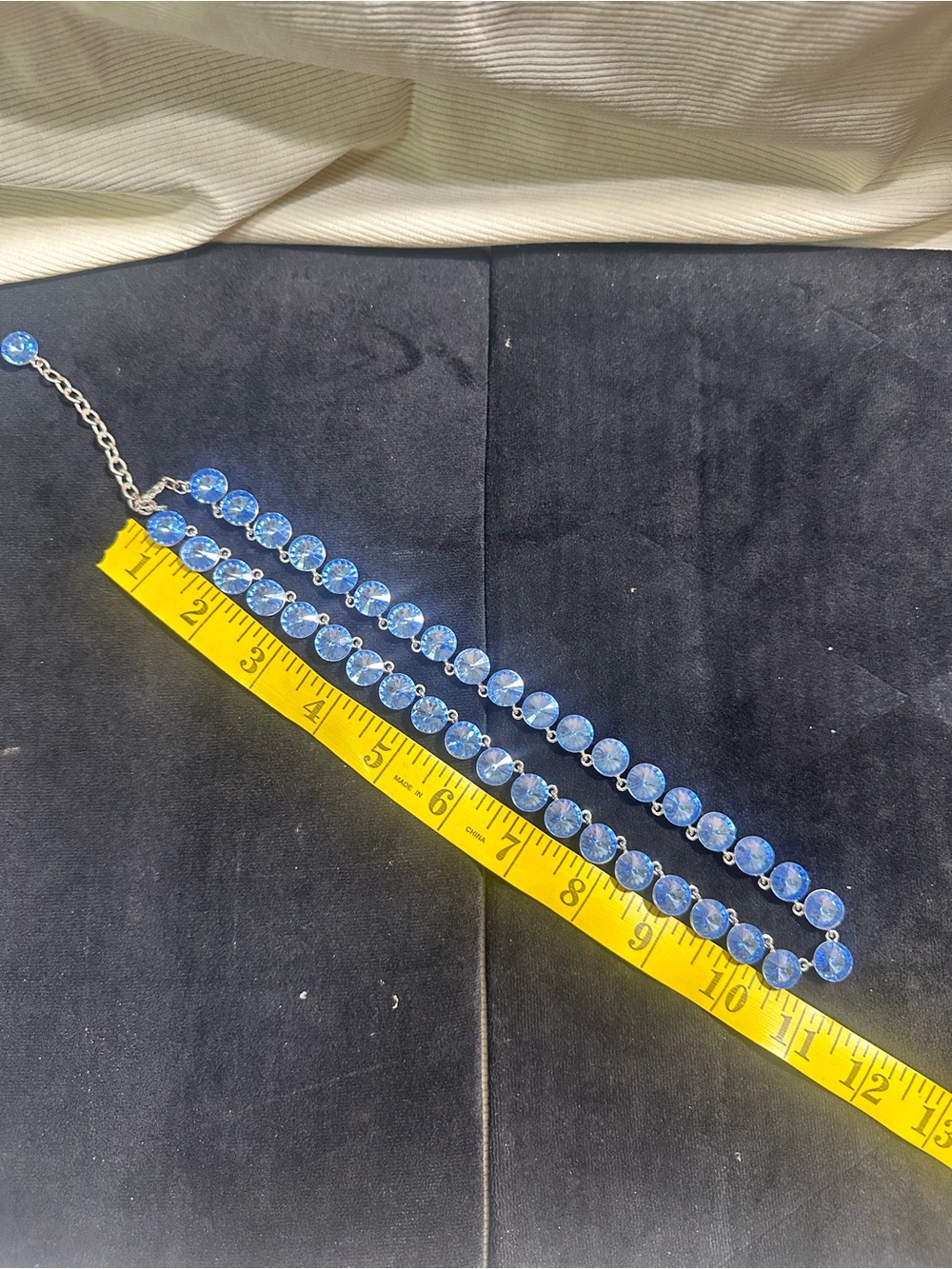 Vtg: Sky Blue Rivoli Glass Necklace - Picture 7 of 7
